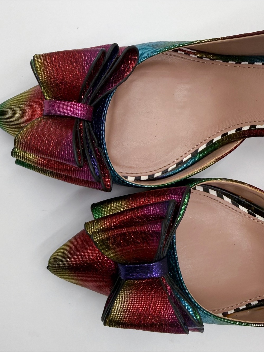 Betsey Johnson Multicolor Metallic Rainbow Stiletto Heels